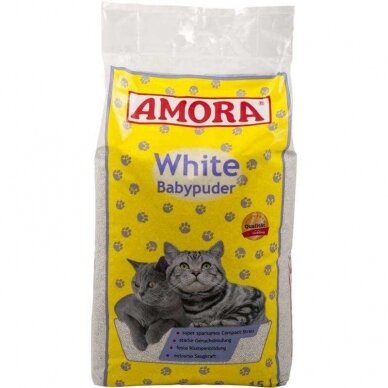 AMORA COMPACT WHITE BABY PUDER sušokantis kraikas katėms