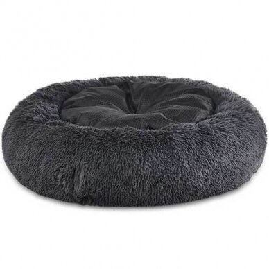 Dog Cushion Cuddle Dark Grey Round fluffy and wonderfully soft dog bed 1