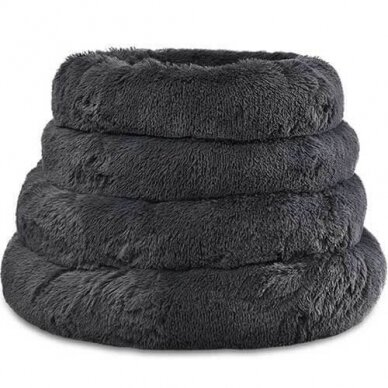 Dog Cushion Cuddle Dark Grey Round fluffy and wonderfully soft dog bed 2