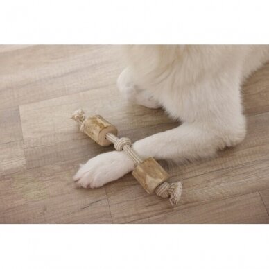 Dumbbell coffee wood natural dog toy 2