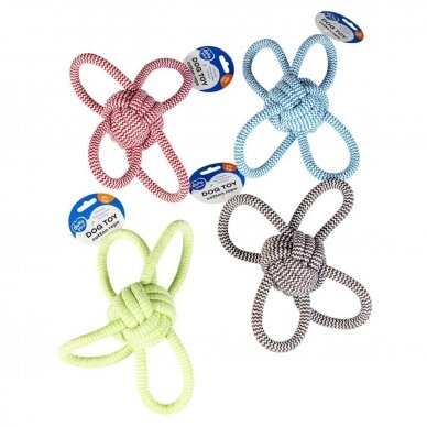 Duvo plius DOGTOY SCOOBY ROPE BALL W/4LOOPS virvelinis žaislas šunims tampymui