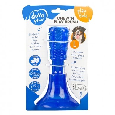Duvoplius Chew `n play brush fix blue dog toy for  tooth cleaning 1