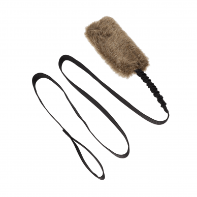 Faux fur jerk with long bungee handle for dog dog toy 1