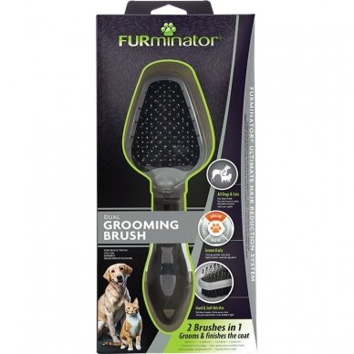 FURminator® Dual Grooming Brush dvipusis šepetys šunų ir kačių kailio priežiūrai 3