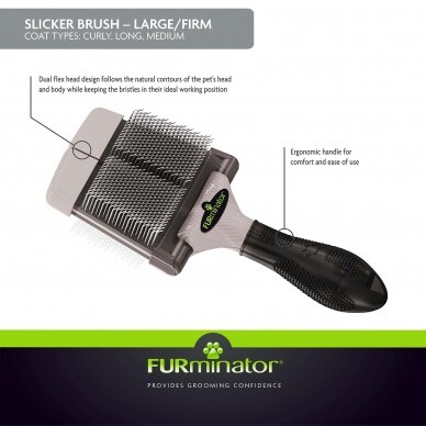 FURminator® Firm Grooming Slicker Brush šepetys šunų ir kačių kailio priežiūrai 3