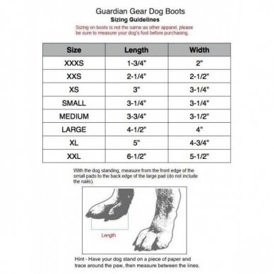 GUARDIAN GEAR ALL WEATHER DOG BOOTS bateliai šunims 9