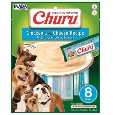 INABA Churu Chicken with Cheese Recipe creamy purée dog treats