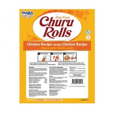 INABA Churu Rolls Chicken Recipe wraps Chicken Recipe soft dog treats 1