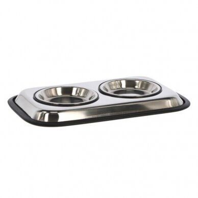 Kerbl Stainless Steel Bowl Duo dubenėlių komplektas šunims ir katėms