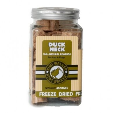 Kiwi Walker Freeze Dried Duck Neck liofilizuoti skanėstai šunims ir katėms