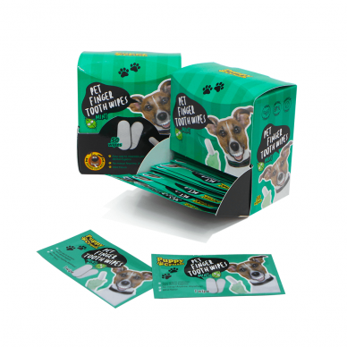 Puppy Crush Pet Finger Tooth Wipes Mint designed to optimize oral health and freshen breath for dogs and cats 1