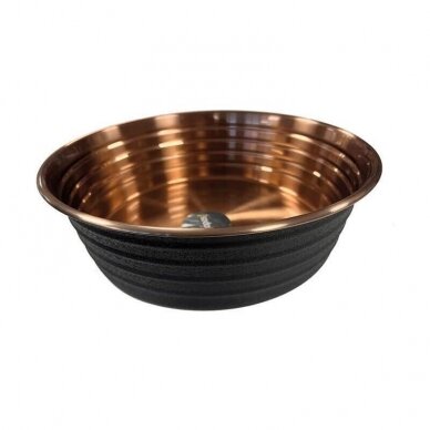 Quapas! Bowl Ribbed Blk/Copper  stylish  bowl for dogs