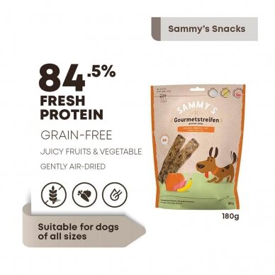 Sammy's gourmet strips chicken & duck gourmet strips of tender chicken and fine duck snacks for dogs 1