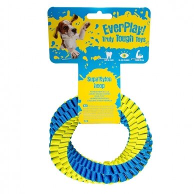 Supa` nylon hoop blue/yellow strong toy for dogs 1